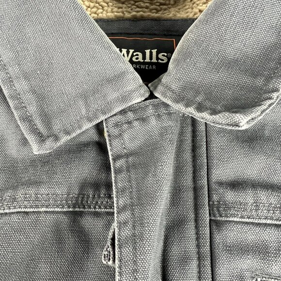 Walls Canvas Chore Jacket Extra Large Grey Faded Sherpa Lined Full Zip Work Wear - Picture 5 of 13